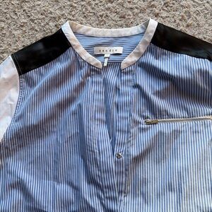 Sandro Striped Blouse with Black and White Details